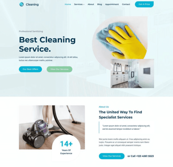 Kadence cleaning service demo content