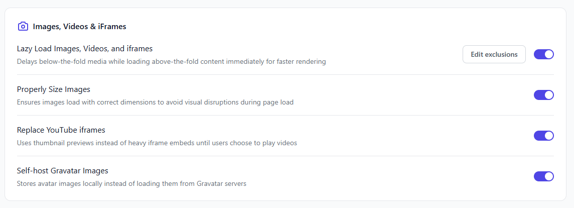 Image Optimization Settings