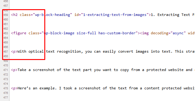 P for paragraphs and H for headings
