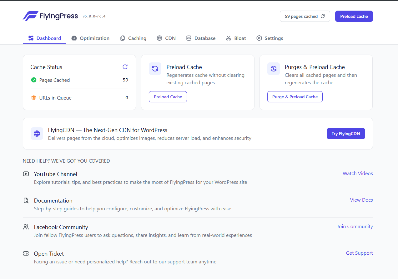 FlyingPress User Interface V.5