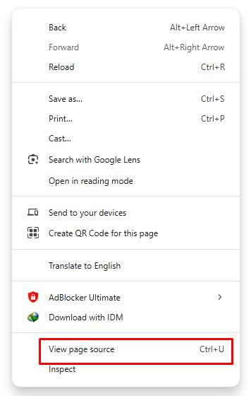 View the source code in Chrome