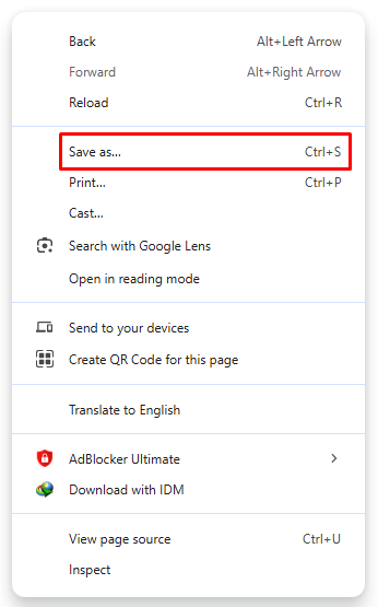 Save the web page