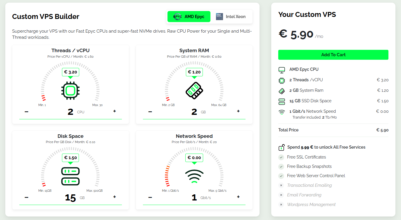 Webdock price for AMD Epyc VPS