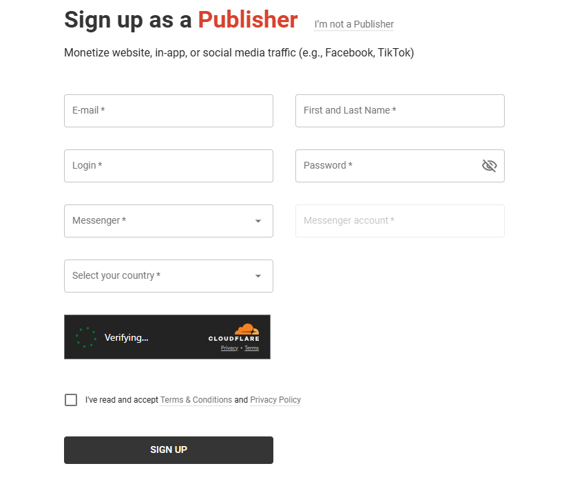 Fill out the sign up form